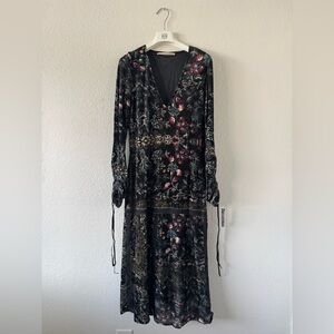 Roberto Cavalli Black Floral Long Sleeve Dress